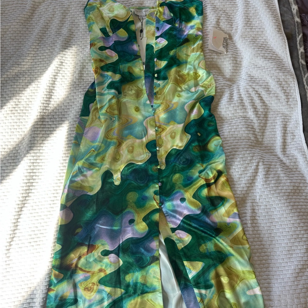 Never Fully Dressed Green and Yellow Midi Dress